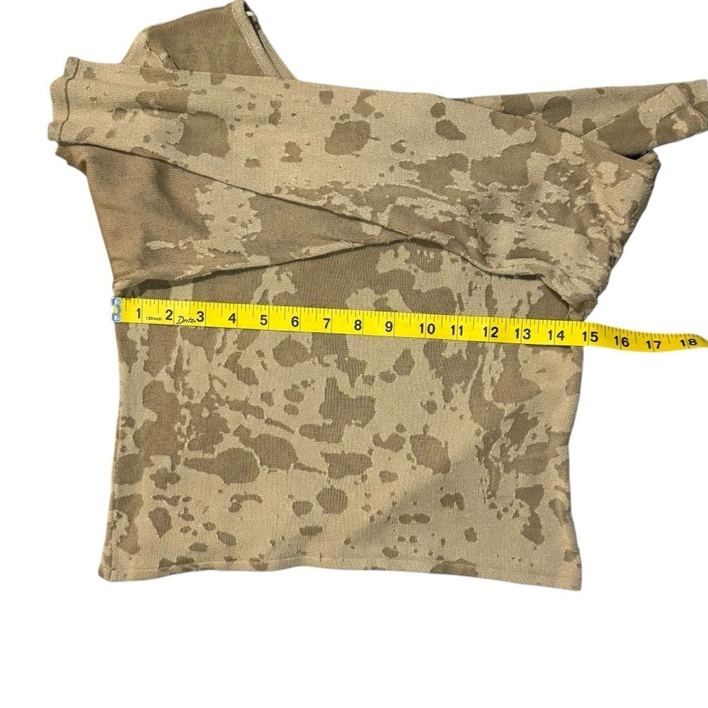 ZARA Medium Asymmetrical One Shoulder Textured Knit Long Sleeve Top Beige Tan - Picture 4 of 8